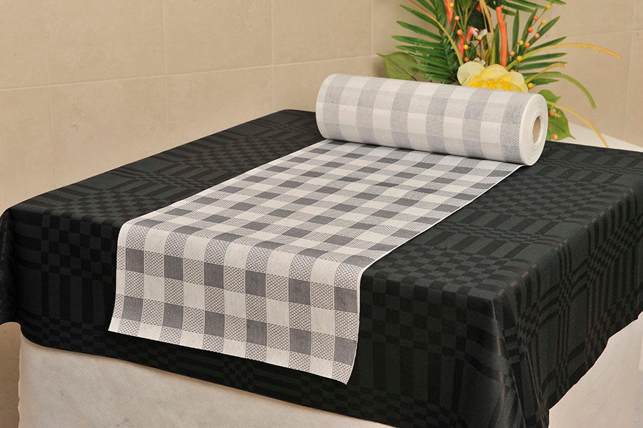 ; Rollo Mantel Novotex 0,40x48m Prec. 30cm Blanco Deco. Cuadros Negro