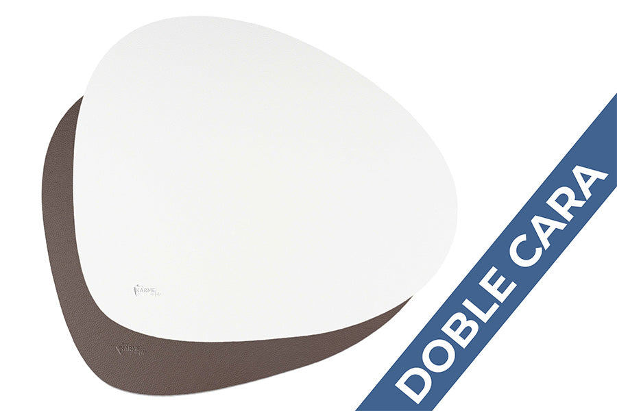 Mantel Polipiel Ovalado 37x43 Marrón-Blanco (12pq x 12uds)
