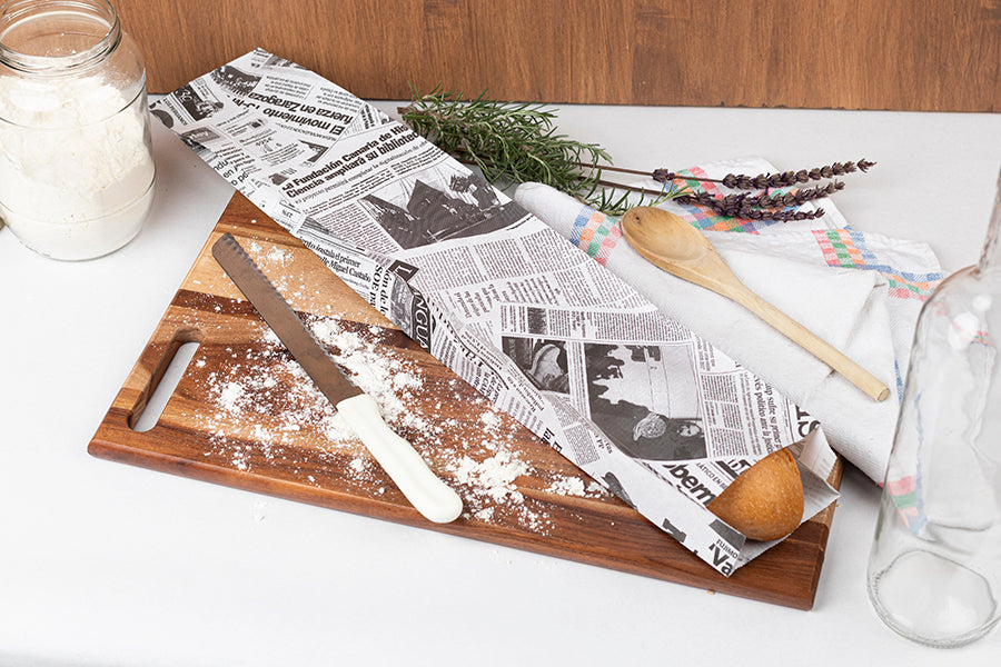 Bolsa Papel 9+5x50cm 40gr Blanco Deco. Prensa, 1.000uds