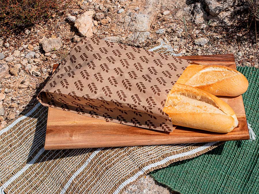 Bolsa Papel 18+7x32cm 40gr Kraft Deco. Espigas, 1.000uds