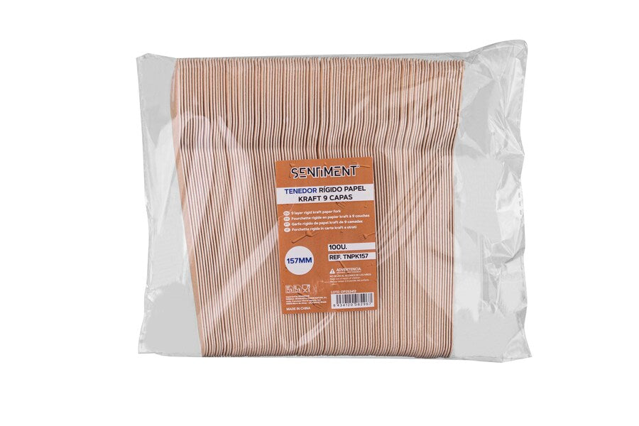Tenedor rígido papel kraft 157mm, 9 capas