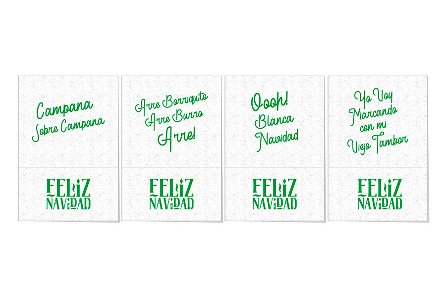 Servilletas Miniservis Sulfito 17x17cm Frases Navidad (Tinta Verde), 100uds 60pq
