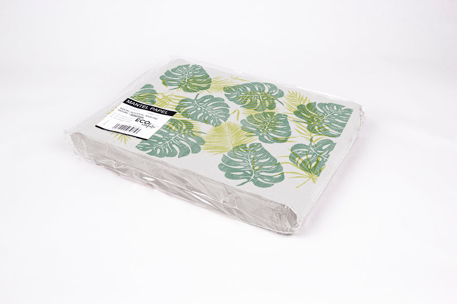 Paper tablecloth 30x40 White 100gr. Deco. Monstera 500 units (2x250)