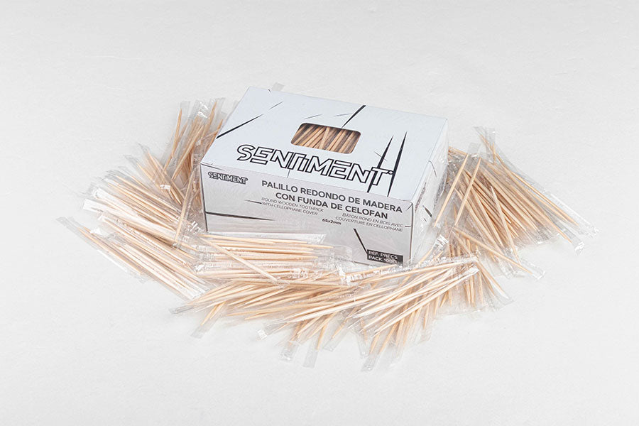 Palillo Redondo Madera Funda Celofán (24pq x 1000uds)