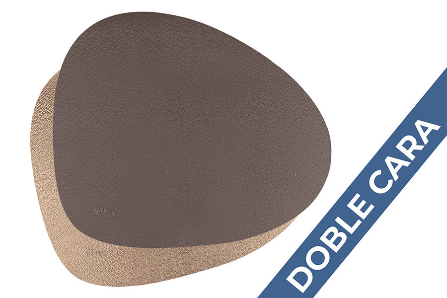 Mantel Polipiel Oval. 37x43 Marrón-Oro (12pq x 12uds)