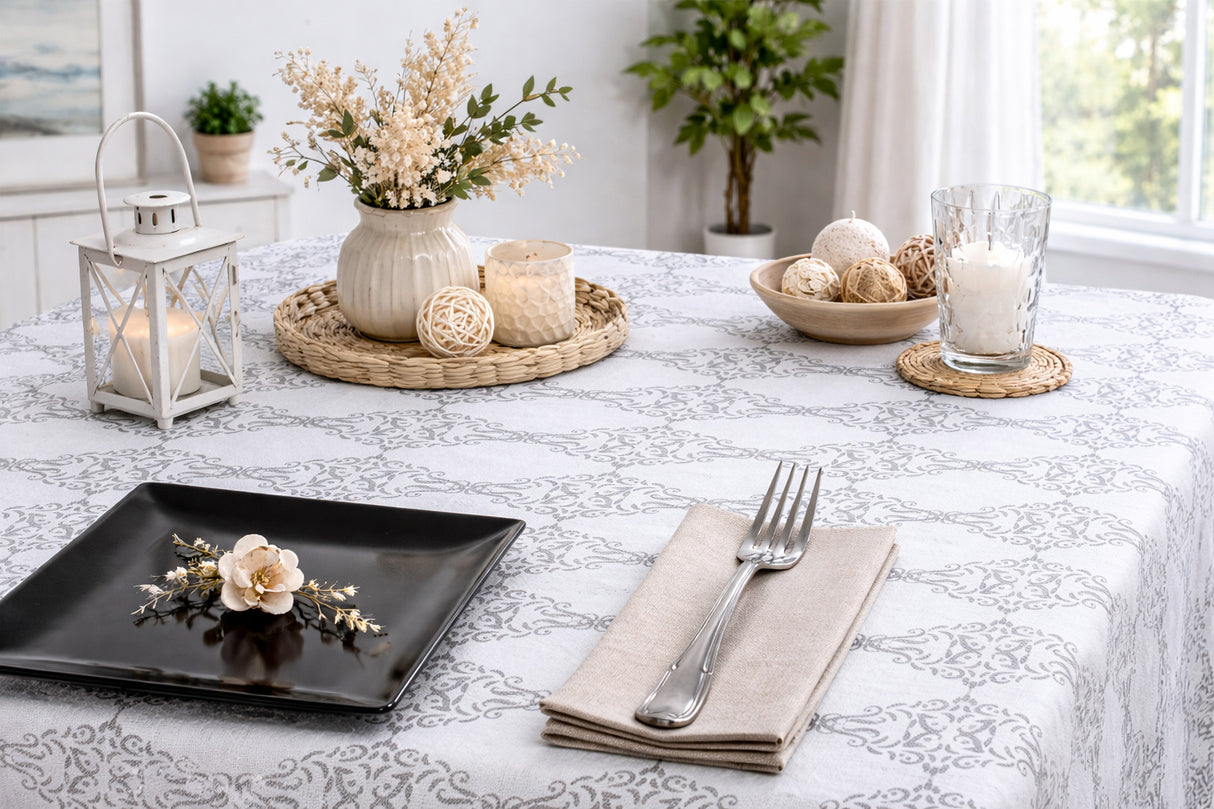 Mantel Air Soft 120x120cm Gris Deco. Escorial, 100uds