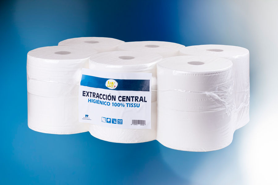 Higiénico Industrial Extra Liso 0,62Kg Extracción Central, 12uds