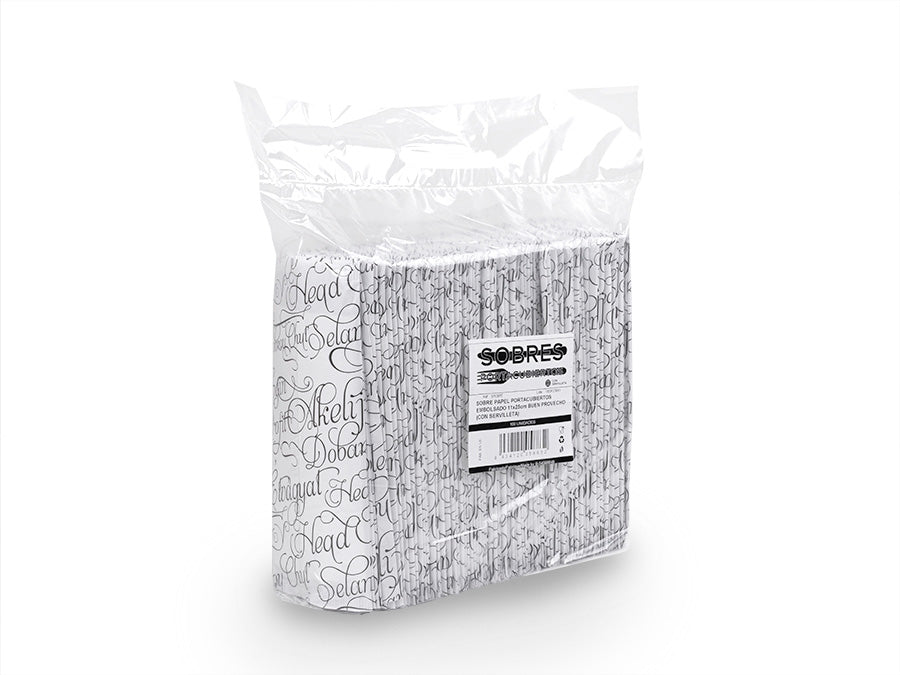 Sobre Papel Portacubiertos 11x25cm Buen Provecho (Con Serv. 30x40 Blanca P.P 1/6) 800u Embolsados