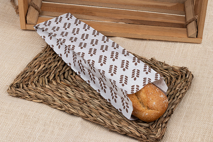 Bolsa Papel 12+6x20cm 40gr Blanco Deco. Espigas, 1.000uds