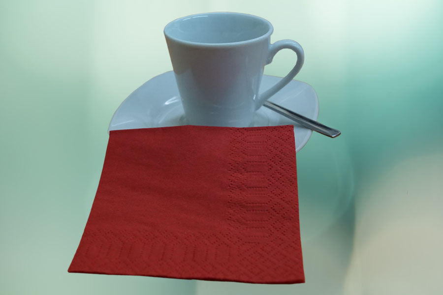 Servilletas 20x20cm Rojo Cenefa, 100uds 60pq
