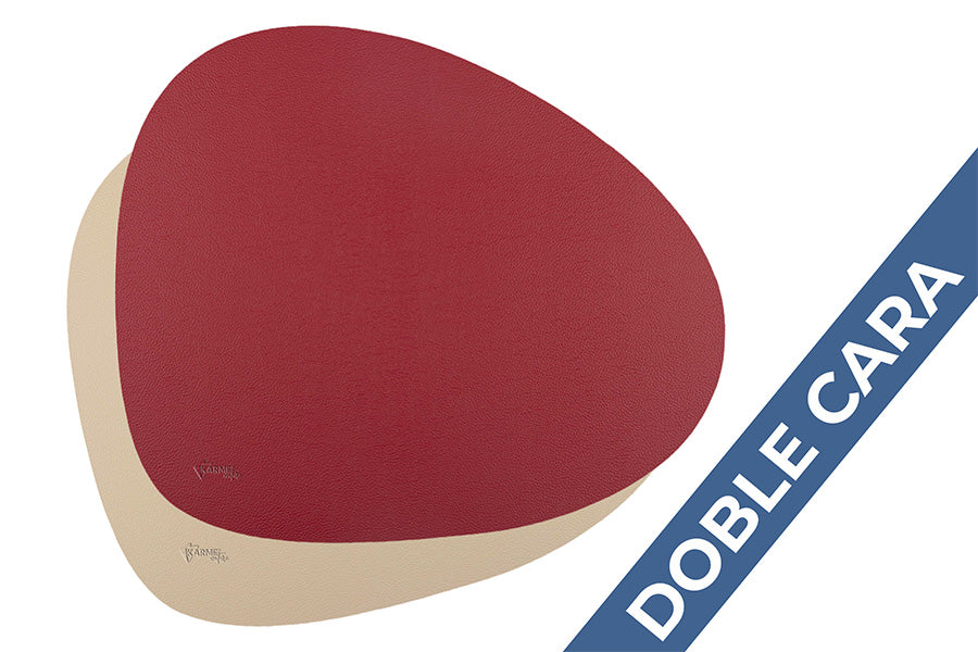 Mantel Polipiel Ovalado 37x43cm Rojo-Crema (12pq x 12uds)