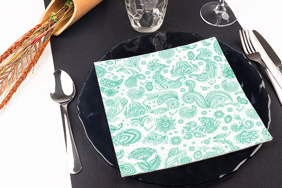 Servilleta Bambulux 48x48cm Deco. Yakarta Agua Marina, 240uds