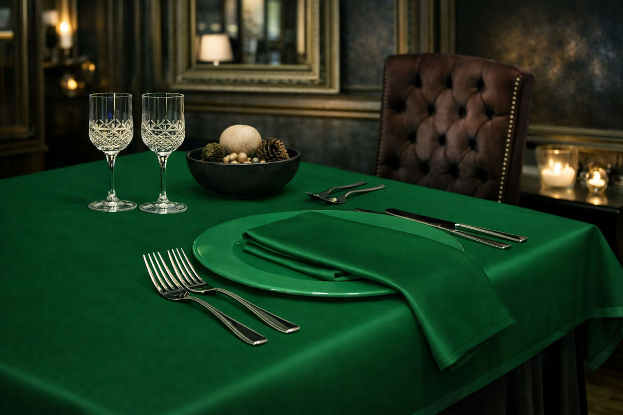 Mantel Tela Raso Satén 150x150cm Color Verde (50% Poliéster / 50% Algodón)