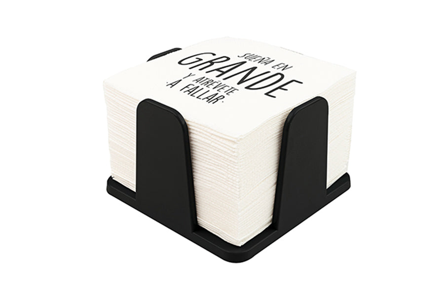 Napkin Rings 20x20 PS Black -w/Napkin- (Phrases) 12 units