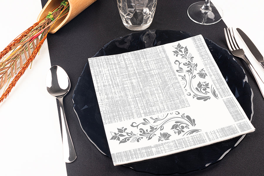 Servilleta Bambulux 48x48cm Deco. Venecia Gris, 240uds