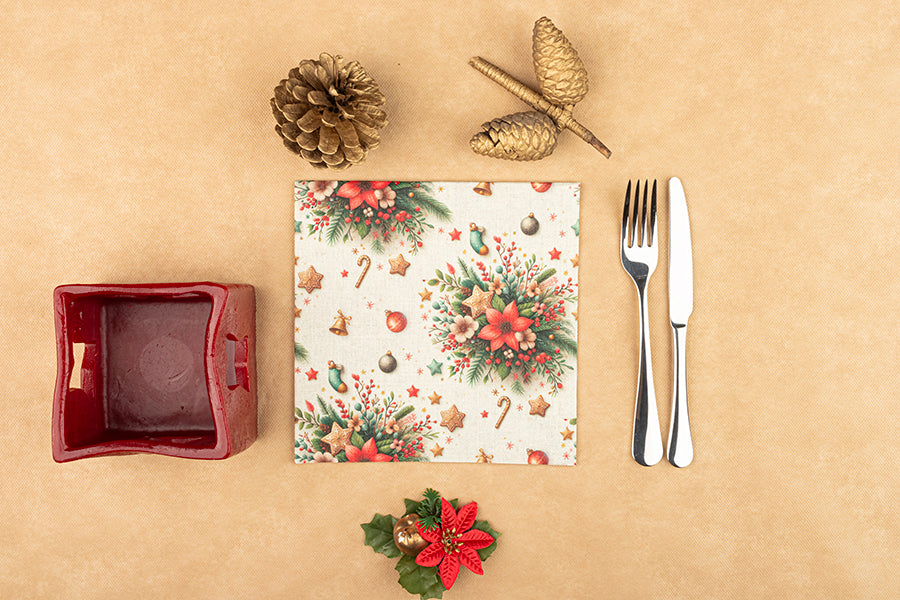 Servilleta Bambulux Imp. Digital 40x40cm Deco. Candy Canes, 50uds