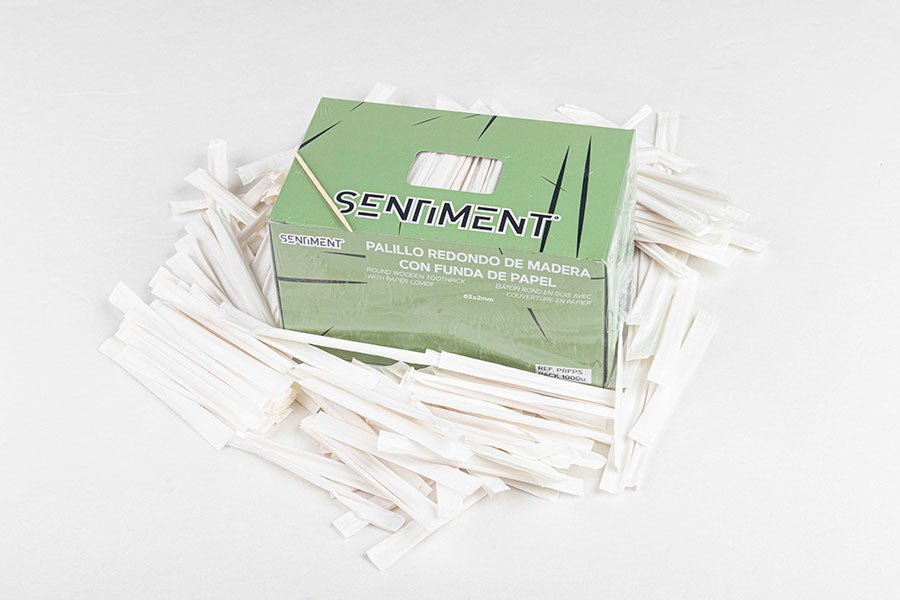 Palillos Redondo Madera Funda Papel (24pq. x 1.000uds)