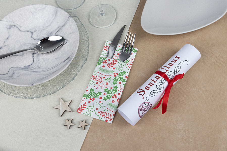 Mini Kangucel Punta Punta 32x40cm Deco. Muérdago, 450uds (Tinta Roja y Verde)