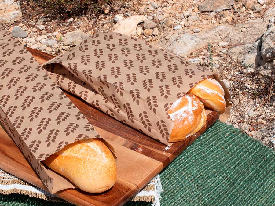 Bolsa Papel 14+7x24cm 35gr Kraft Deco. Espigas, 1.000uds