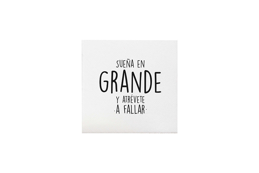 Servilleta Punta Punta 20x20cm Blanca Deco. Frases, 100uds 30pq