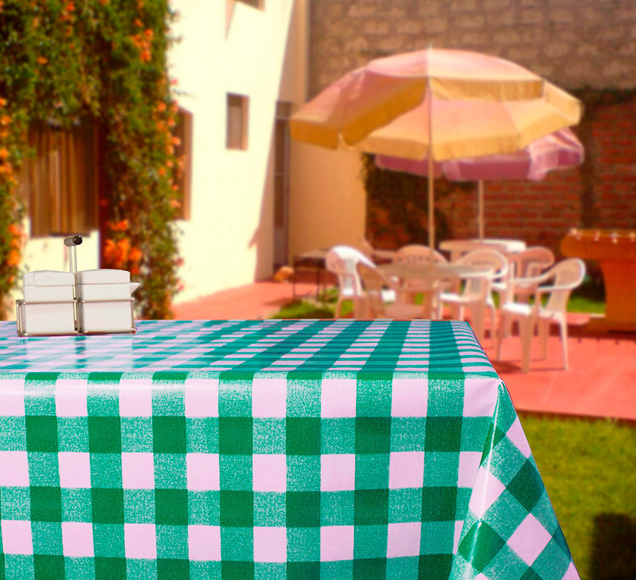 Rollo Hule 1.4x20m Cuadros Verdes