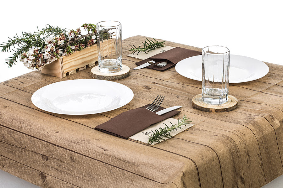 Mantel papel 100x100cm 35gr Pleg. 1/8 Eco Nature Deco. Madera, 150uds (Embolsado a 10uds y doblado)