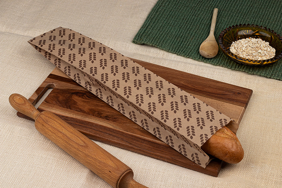 Bolsa Papel 9+5x58cm 35gr Kraft Deco. Espigas, 1.000uds