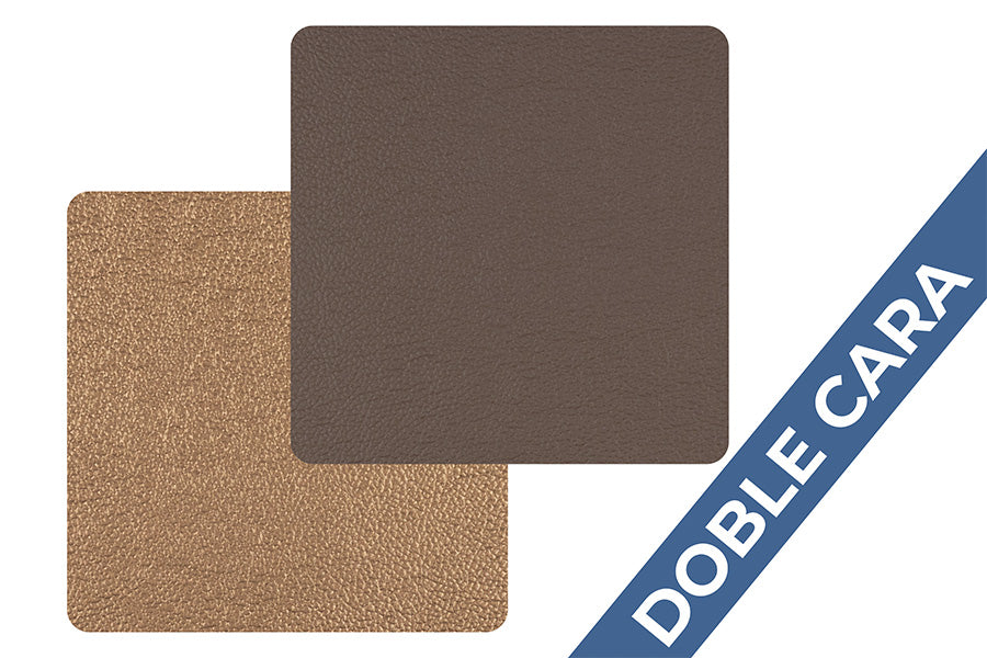 Posavasos Polipiel Cuadrado 10x10cm Marrón-Oro (10pq x 6uds)