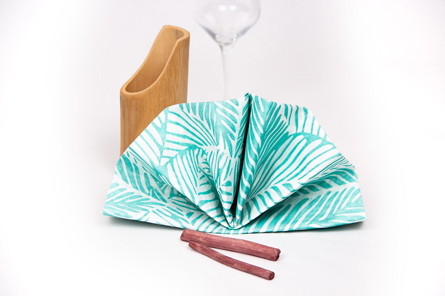 Servilleta Bambutex 50x50cm Deco. Tropical Turquesa, 200uds