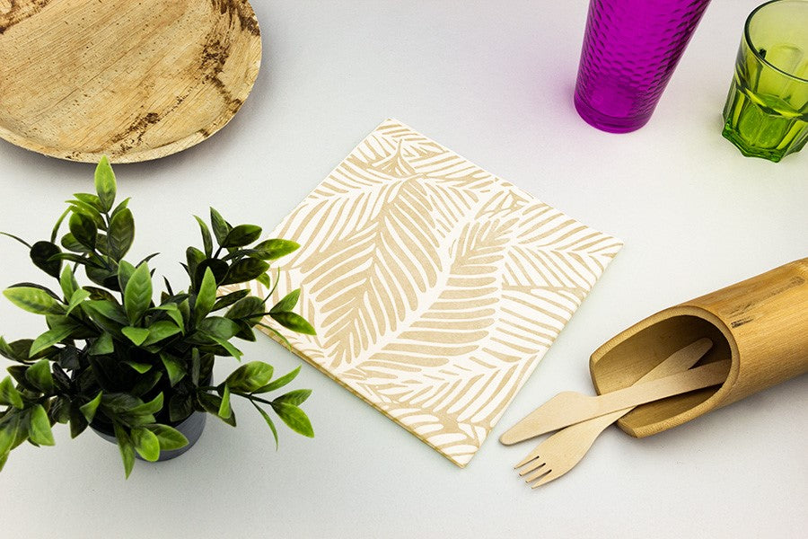 Servilleta Bambulux 40x40cm Dec Tropical Crema, 360uds