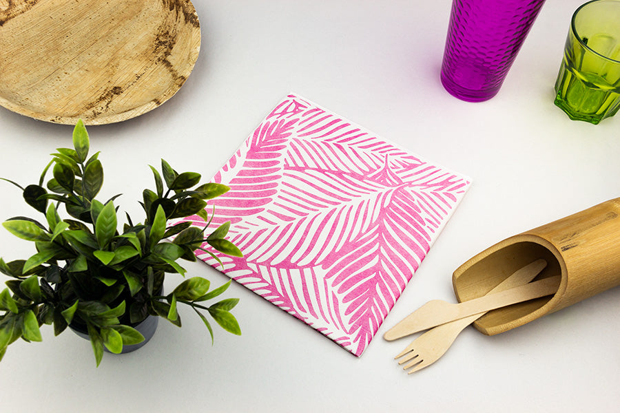 ; Servilleta Bambulux 40x40cm Dec Tropical Fucsia, 360uds