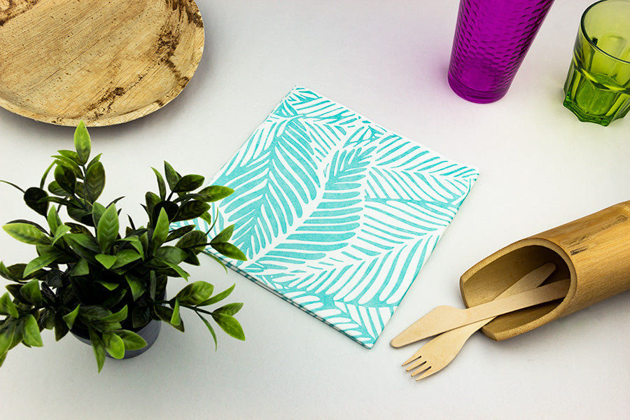 ; Serv. Bambulux 40x40 360u Dec Tropical TU (Turquoise)