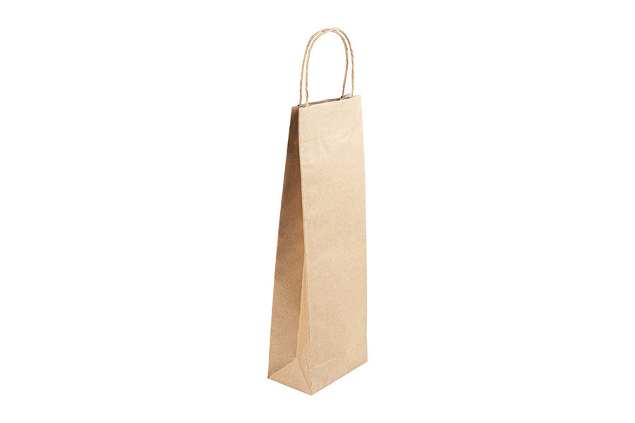 Bolsa Vino Asa Rizada Kraft 100gr 14+8x40cm 500uds