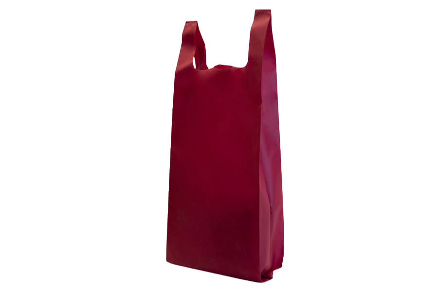 Novotex T-shirt bags, 33+17x80cm, 70g, Bordeaux, 140 units.
