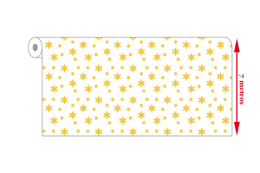 Rollo Mantel Novotex 1,20x7m Prec. 40cm Blanco Deco. Estrellas