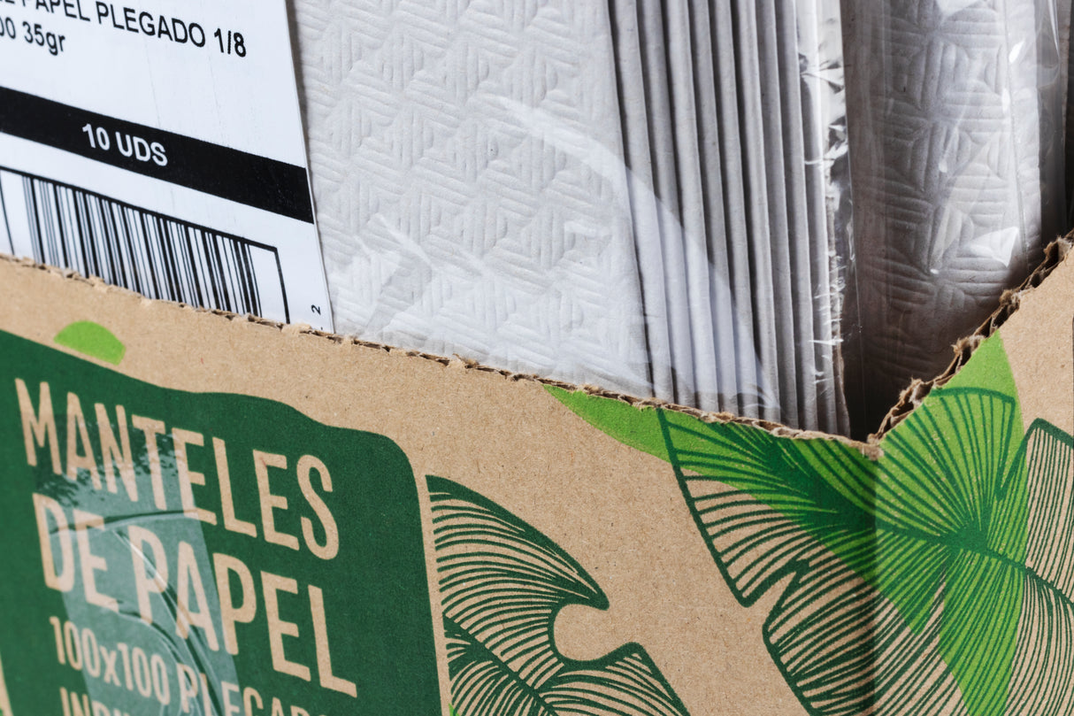 Manteau papel Blanco Pleg. 1/8 100x100 35gr. 150uds. (Embolsado a 10uds y doblado)