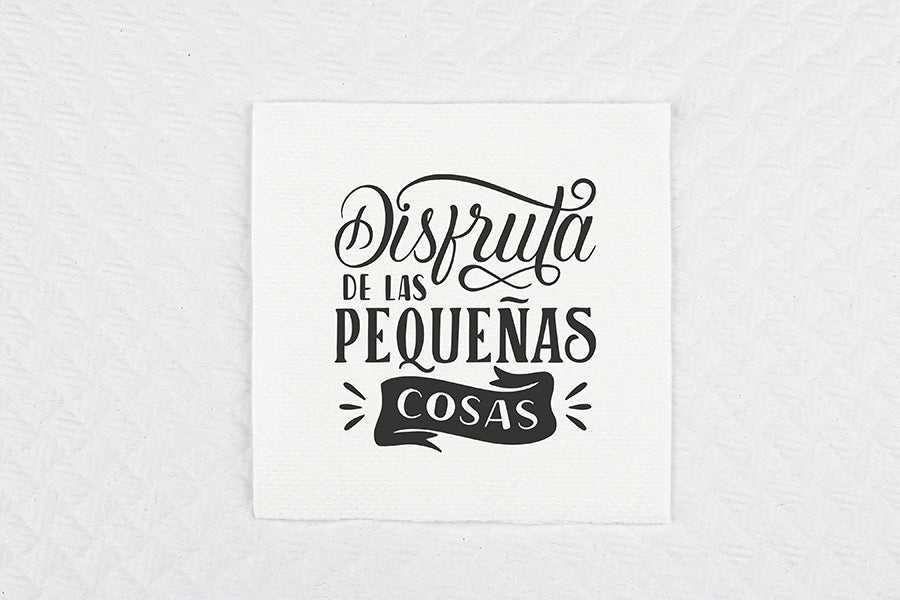 Servilletas 20x20 Micropunto 1 Capa Blanca Deco. Frases