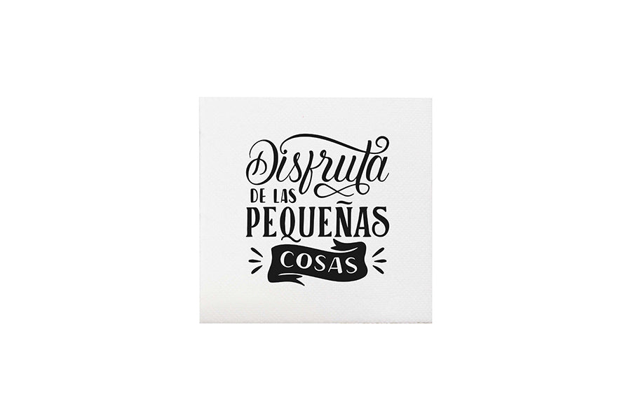 Servilleta Punta Punta 20x20cm Blanca Deco. Frases, 100uds 30pq