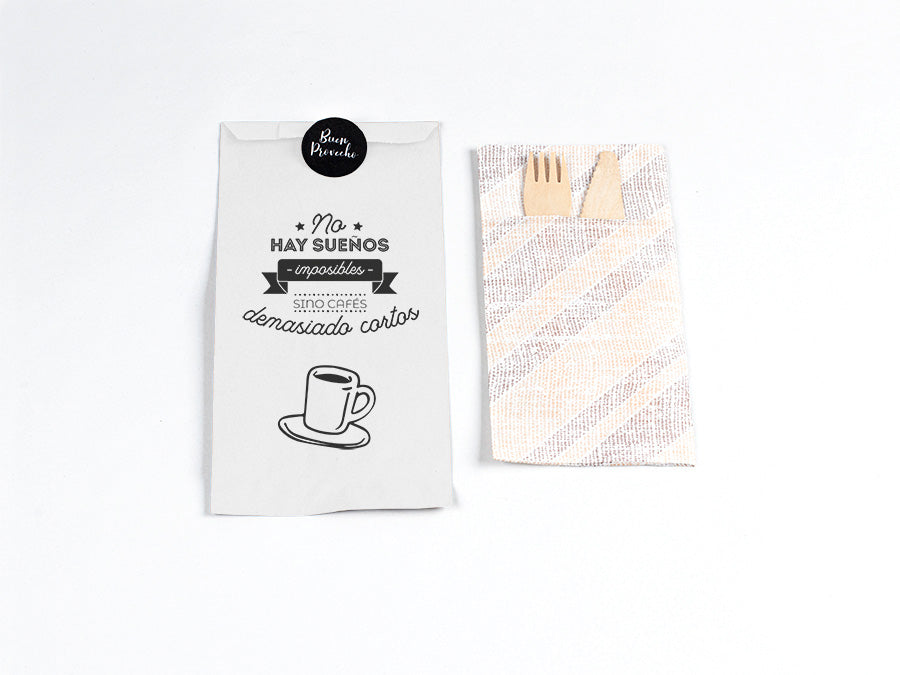 Paper Cutlery Bag 11x24cm White + Phrases 1,000 units