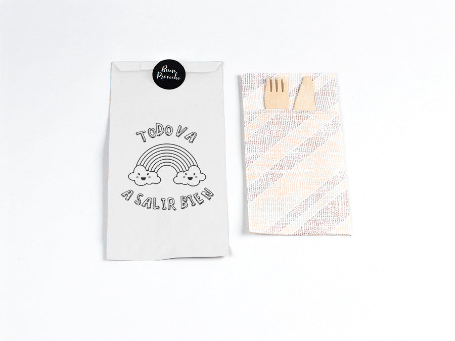 Paper Cutlery Bag 11x24cm White + Phrases 1,000 units