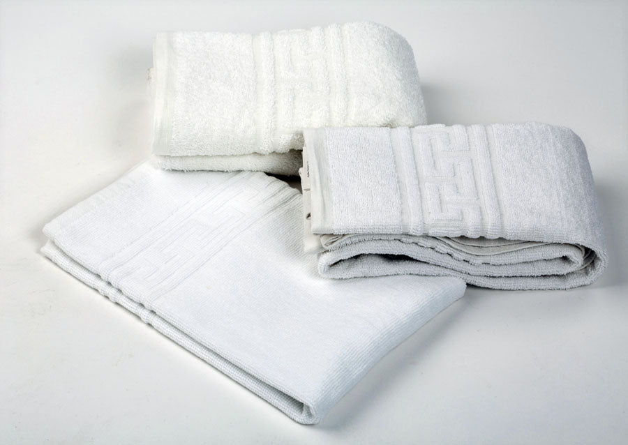 ; Toalla Blanca Greca 30x50cm 520g (100% Algodón)