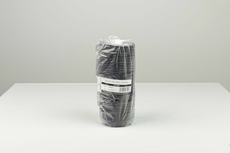 Tapa Vaso Papel 360/475cc 12/16oz Negra (20pq. x 50uds)