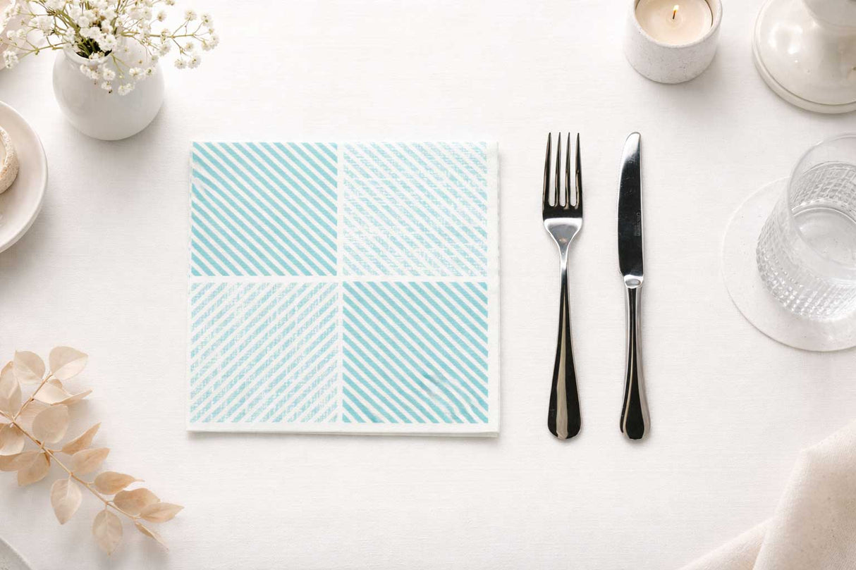 Servilleta Bambulux 40x40cm Deco. Diagonal Agua Marina, 480uds