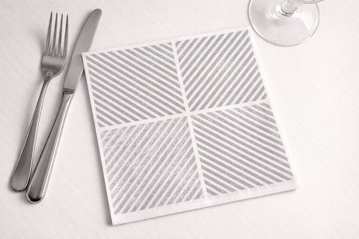 Servilleta Bambulux 48x48cm Deco. Diagonal Gris, 240uds