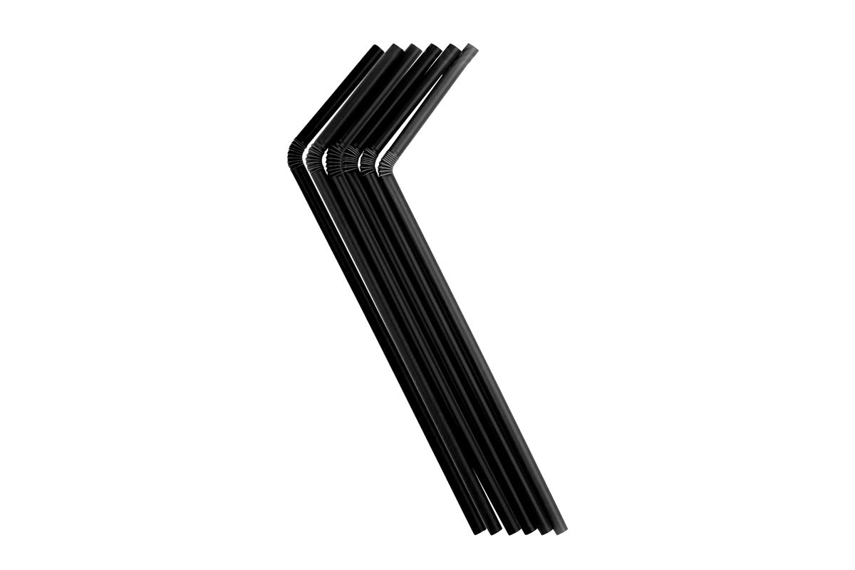 Pajita 230x6mm PP Reutilizable Flexible Negro