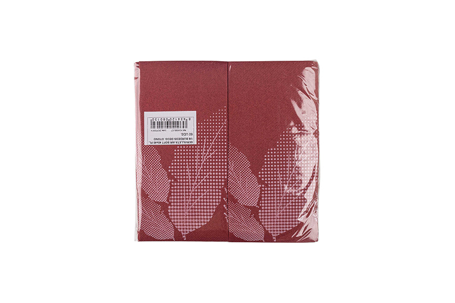 Servilleta Air Soft 40x40cm Pleg. 1/8 Burdeos Deco. Otoño, 480uds