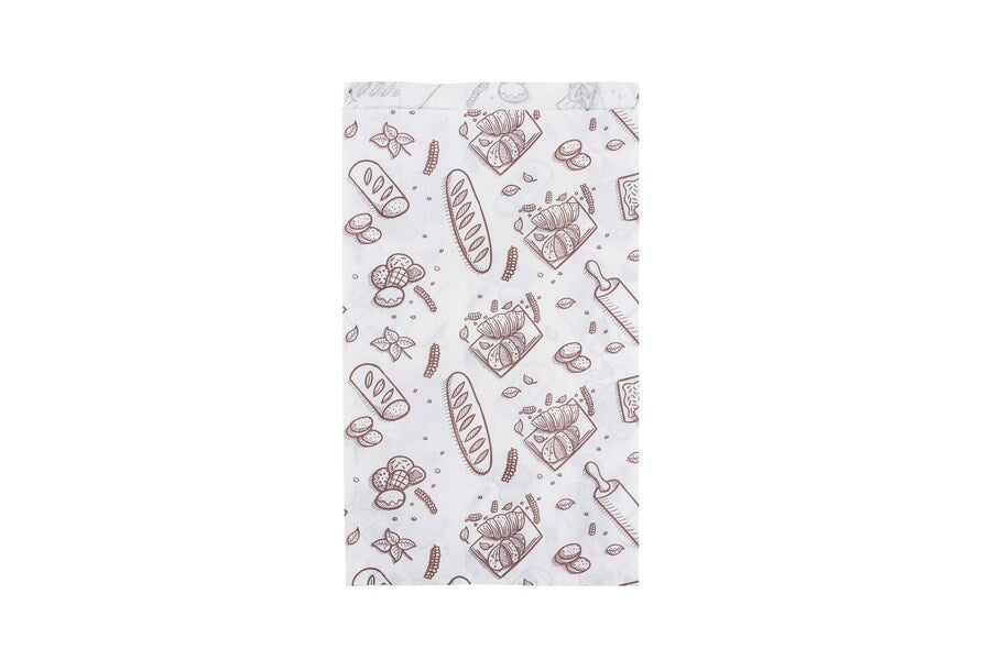 Bolsa Papel 18+7x32cm 40gr. Blanco Deco. Bakery