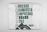 Bolsa Plástico Asa Camiseta 80x85cm 50µm Reciclada 70% Blanca, 10pq x 2kg
