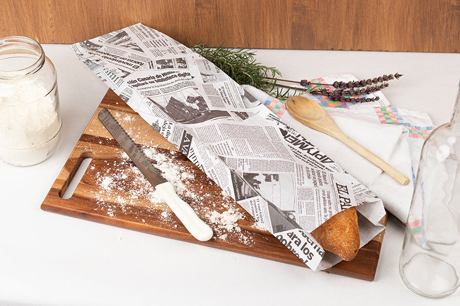 Bolsa Papel 12+6x58cm 40gr Blanco Deco. Prensa, 1.000uds