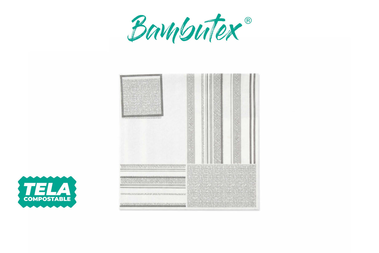Servilleta Bambutex 40x40cm Deco. Campos Negro, 600uds